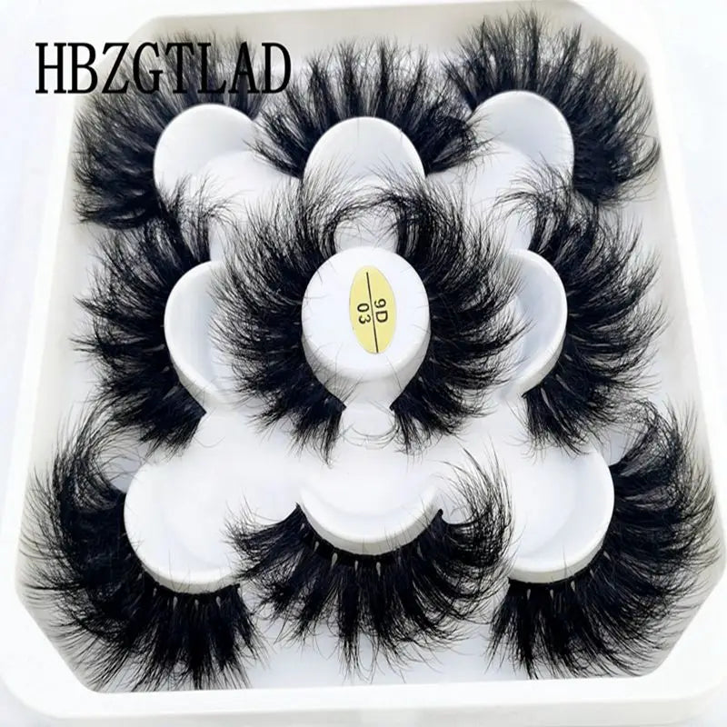 Full Strip Mink Lashes 25mm Wispy Thick Natural False Eyelash Sets
