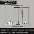 Black LED Pendant Light for Dining Room Kitchen Living Room Modern Chandelier 90cm