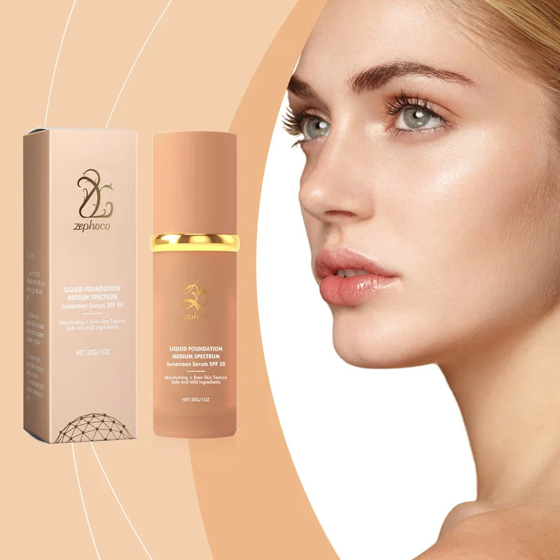 4-in-1 Hydrating Liquid Foundation SPF 50 Waterproof Matte Makeup Base