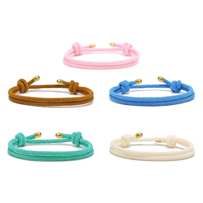 5PCS Adjustable Rope Bracelets Handmade Woven Jewelry Set for Men Women Couples