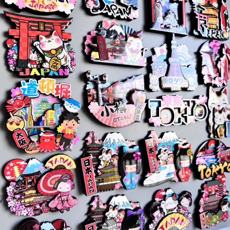 Japanese Landmark Refrigerator Magnets Set - Osaka Mount Fuji Tokyo Tower Hakone