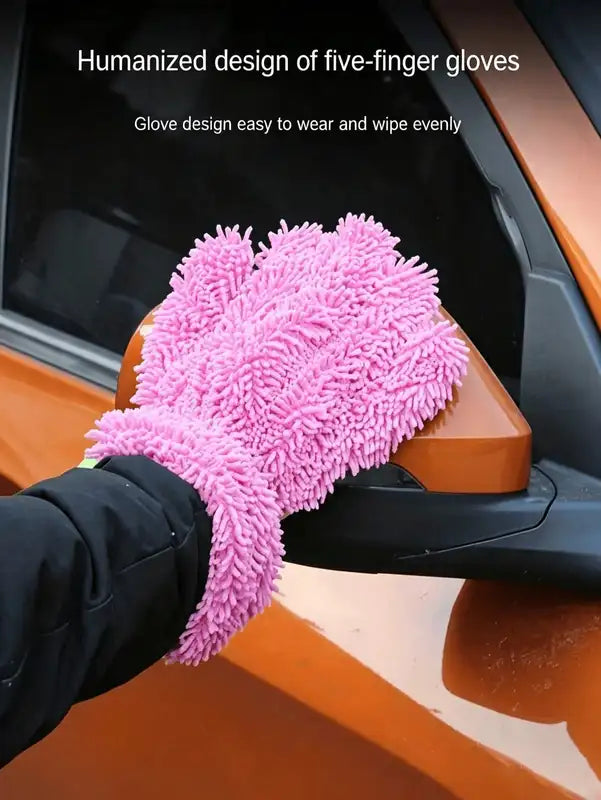 Double-Sided Chenille Car Wash Mitt - Scratch-Free Auto Cleaning Glove