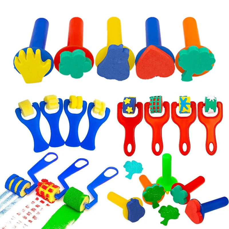 Kids Art & Craft Painting Kit with Sponge Stamp Brushes for Toddler Creativity
