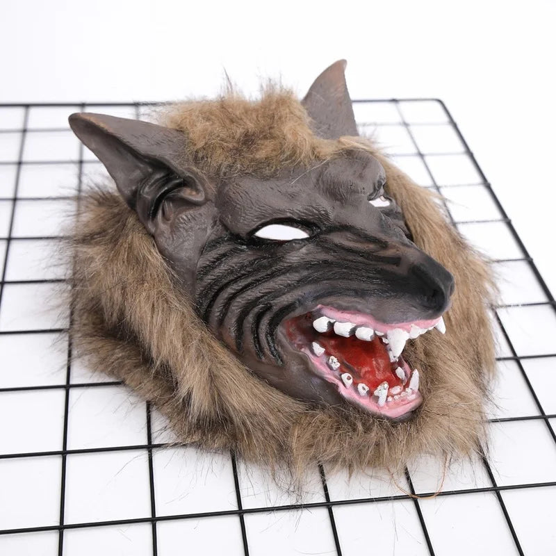 Halloween Wolf Head Latex Mask with Gloves Costume Prop for Party and Decor