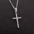 Long Chain Rhinestone Cross Necklace for Women & Men - Silver or Gold