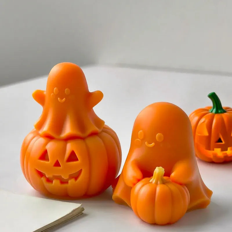 Silicone Candle Making Mold for Halloween Pumpkin & Ghost Designs - DIY Craft Supplies