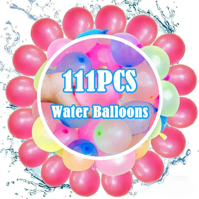 Water Balloons Set 111pcs with Rapid Injection for Kids & Adults Summer Outdoor Water Fight Toys