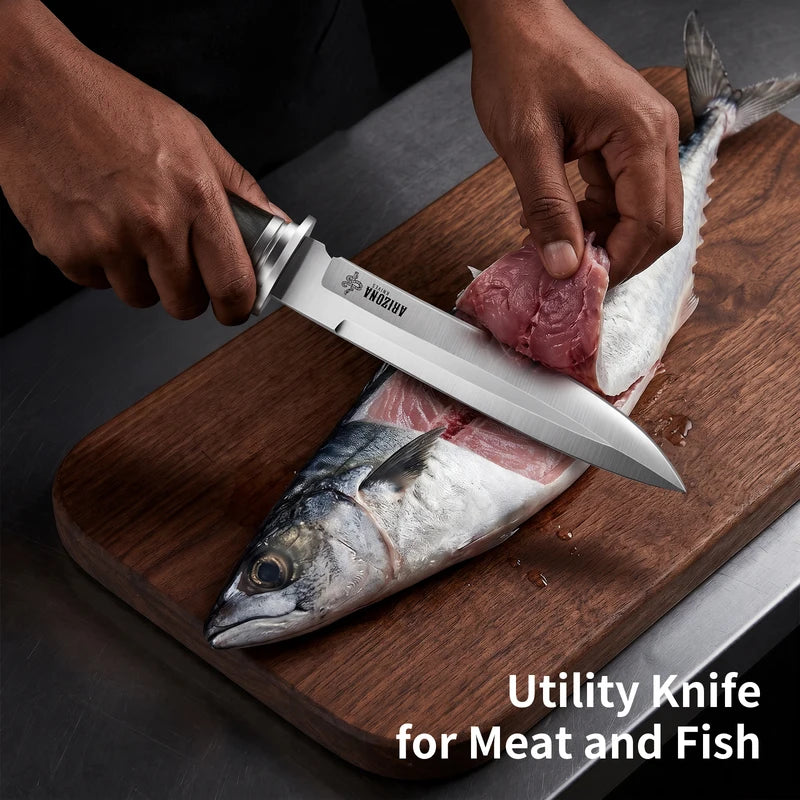 Heavy-Duty Multi-Purpose Kitchen Paring Knife with Pakkawood Handle - Rust-Resistant, Sharp Blade