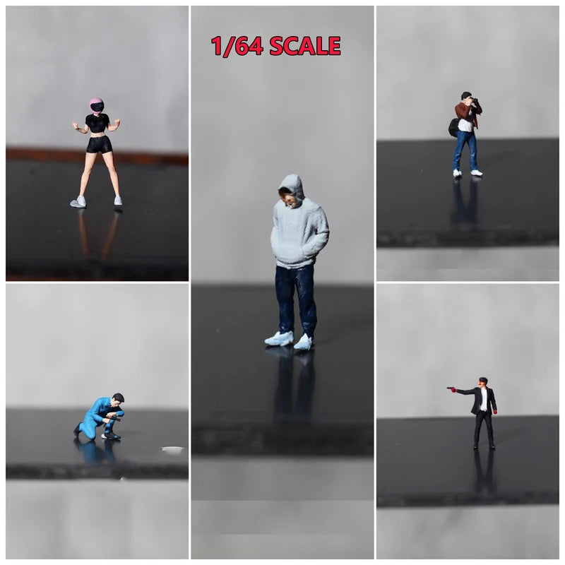 Miniature Girl Motorcycle Model Figure 1/64 Scale Creative Photography Prop