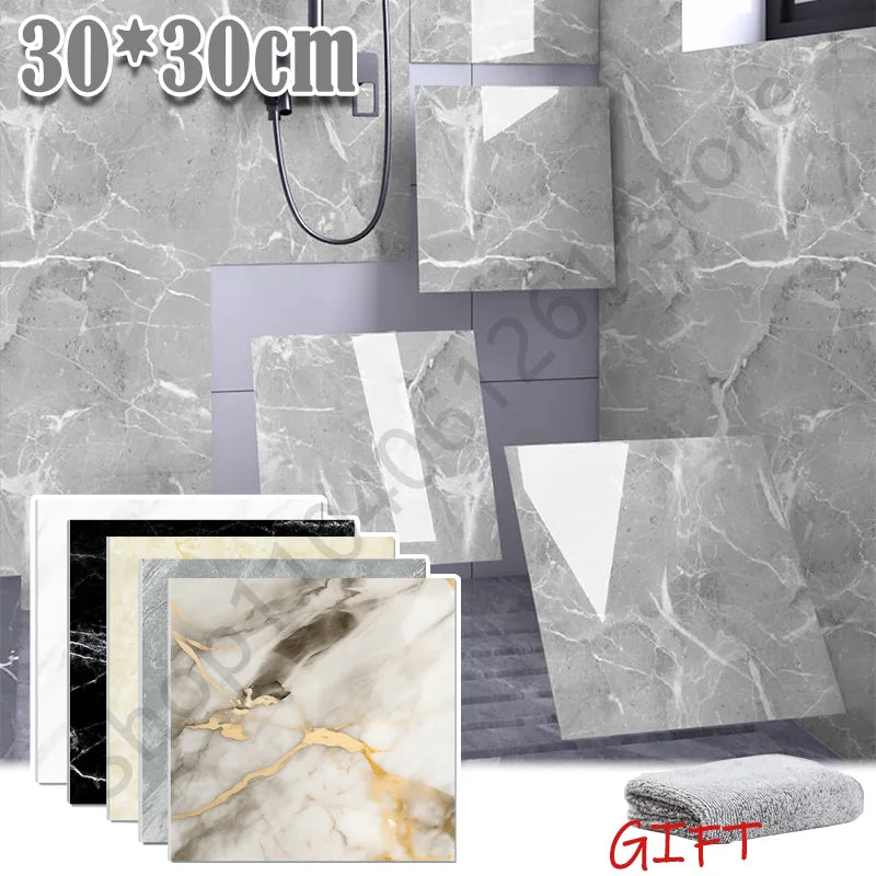 Self-Adhesive PVC Marble Wall & Tile Stickers Waterproof Kitchen Bathroom Decor 30cm x 30cm