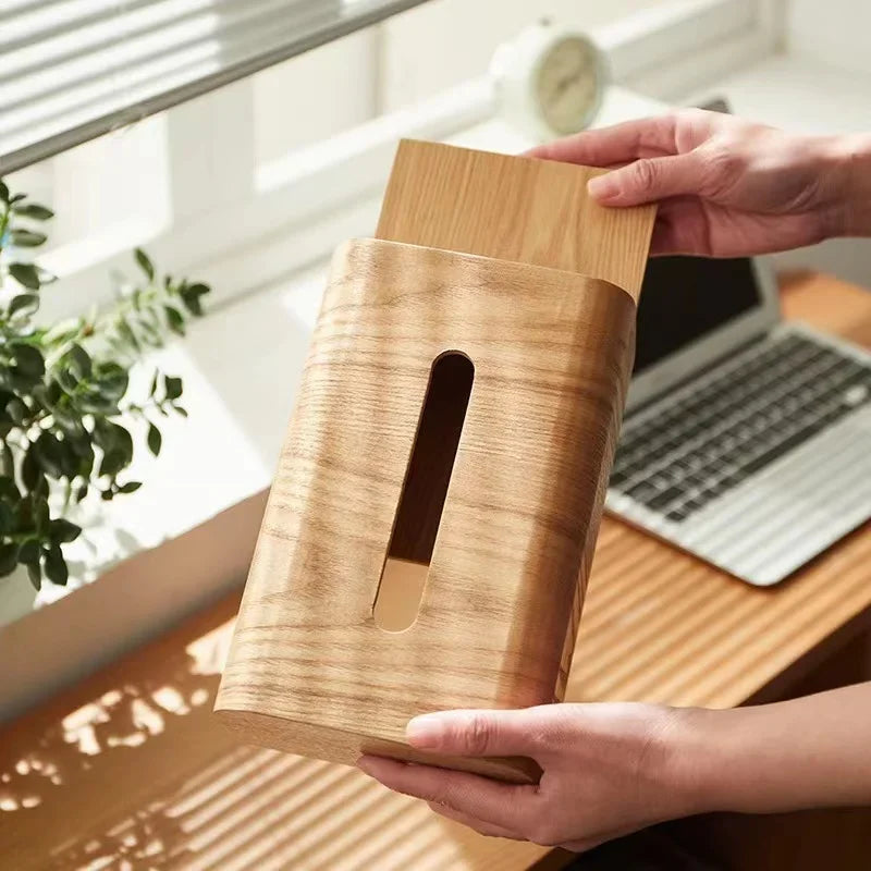 Luxury Walnut Wood Tissue Box Holder - Living Room Coffee Table Storage