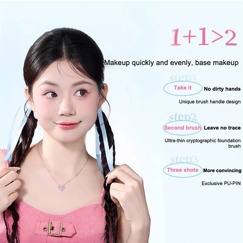 Ultra-Thin Makeup Brush Set with Powder Puff - Traceless Foundation & Angled Face Brush