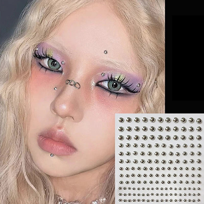 Fake Nose Lip Eyebrow Stickers Set - Reusable Body Jewelry for Teens