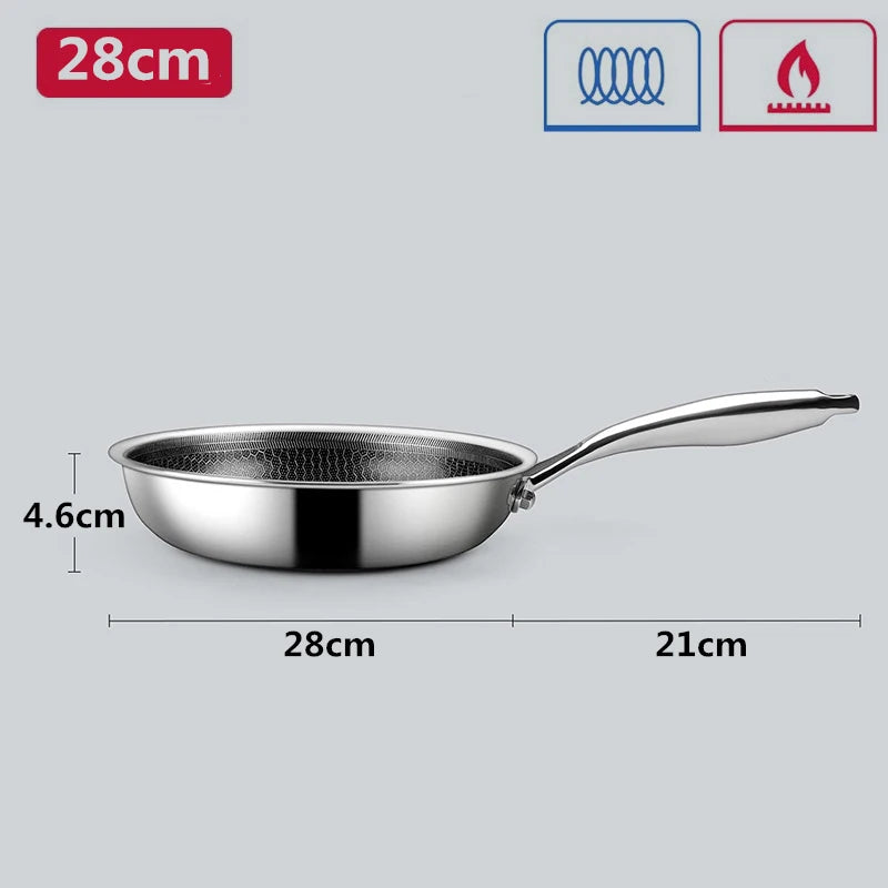 Nonstick Frying Pan 20-28cm Stainless Steel Skillet PFOA Free Kitchen Cookware