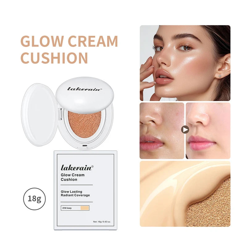 Hydrating Dewy Glow Cushion Foundation with Long-Lasting Moisturizer, Natural Light Coverage, Portable Face Makeup