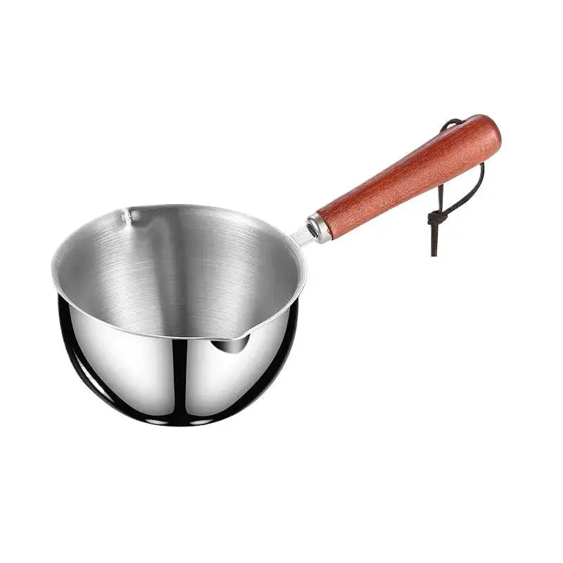 300ML Stainless Steel Cooking Pot with Wooden Handle - Dishwasher Safe, Ideal for Candle Wax Melting & DIY Crafts