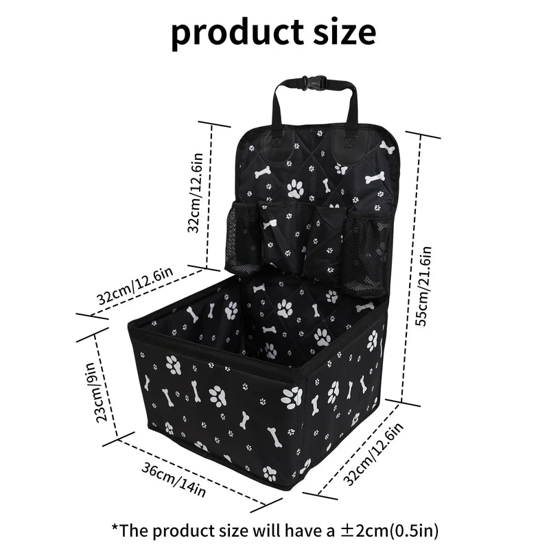 Dog Car Seat Cover with Storage Pockets Portable Travel Mat Non-Slip Safety Bag