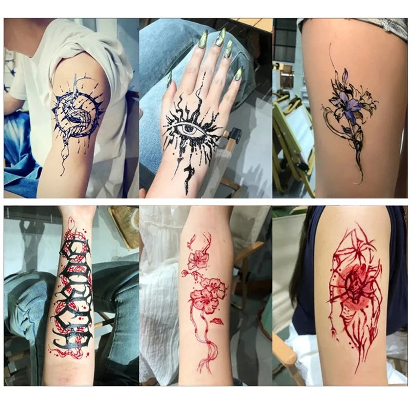 Temporary Body Tattoo Paste Black Henna for DIY Tattoo Stickers Waterproof & Sweatproof