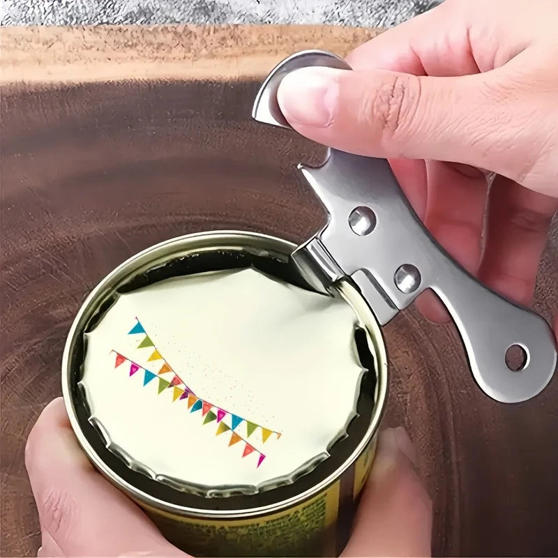 2-in-1 Stainless Steel Can Opener with Ergonomic Handle - Kitchen Tool