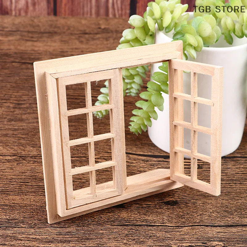 12 Dollhouse Miniature Window Set - 16 Square Grids for 1:12 Scale Model Homes
