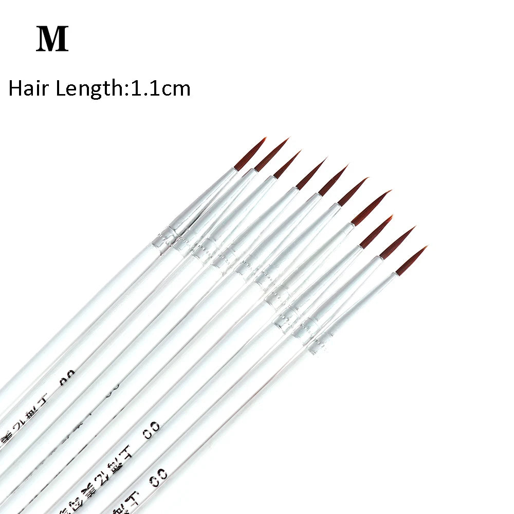 10Pcs Fine Hand Painted Nail Art Brushes Acrylic Painting Pens Set — Assorted Handle Colors