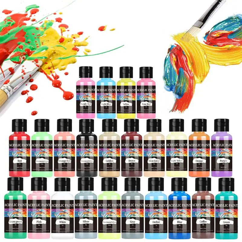 Acrylic Leather Paint Set - 24 Colors Waterproof Fabric & Leather Dye for DIY Crafts
