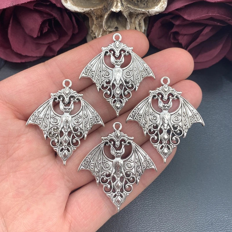 4pcs Gothic Vampire Bat Charms Halloween Pendant Jewelry Findings