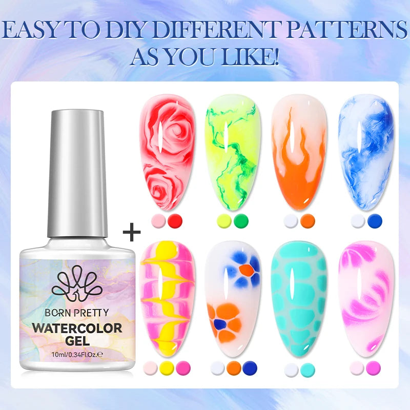 Watercolor Gel Nail Polish - Clear 10ml for Marble & Spreading Effects
