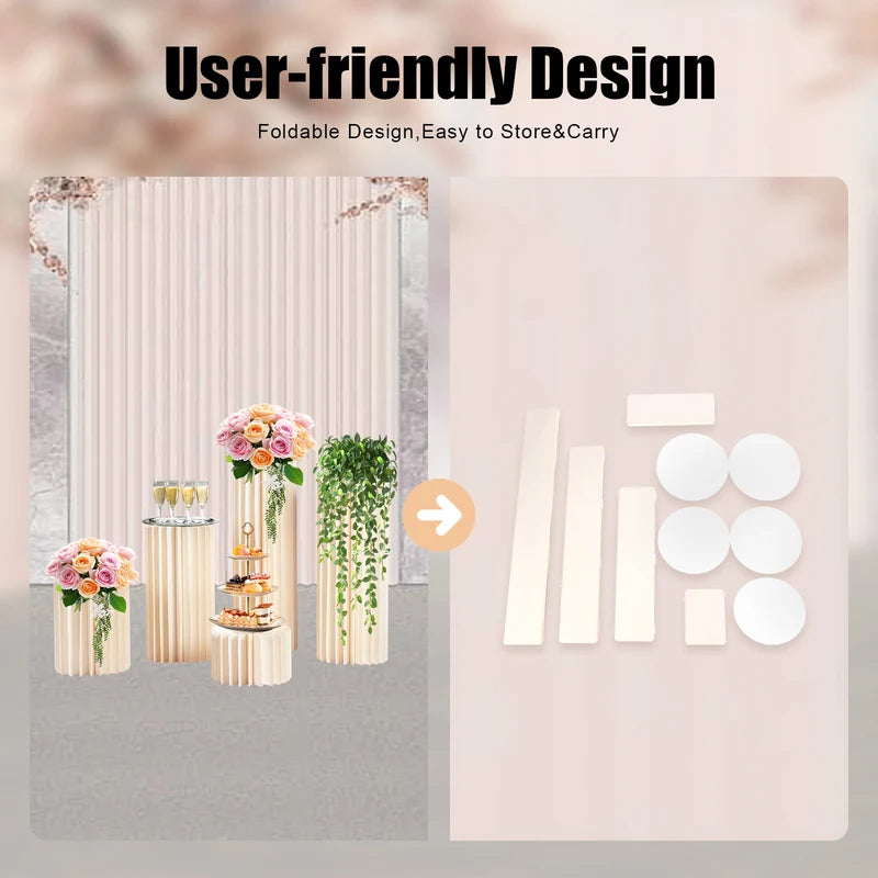 5-Piece Foldable Cardboard Flower Stand Set for Weddings & Parties, Supports 110 lbs