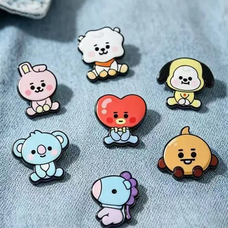 7pcs Cute Anime Figure Enamel Pins Manga Brooches for Lapel Backpack Accessories