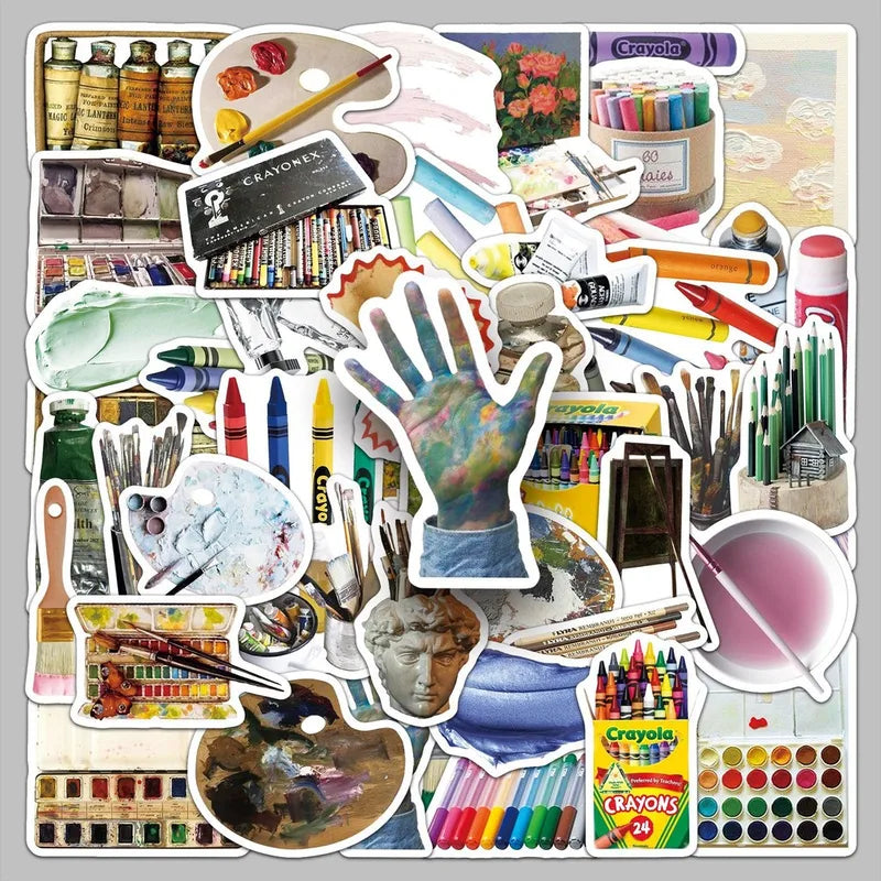 50 Pcs Waterproof Art Stickers for Painting & Craft Decor