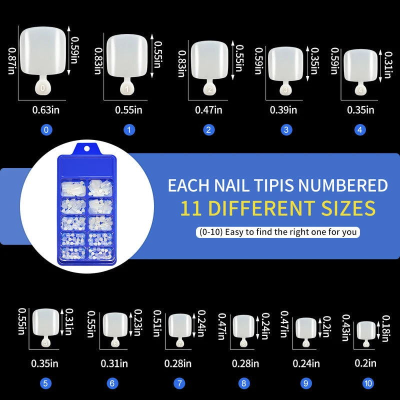 100Pcs Short Press-On Square Toenail Tips - Fake Acrylic Toe Nails