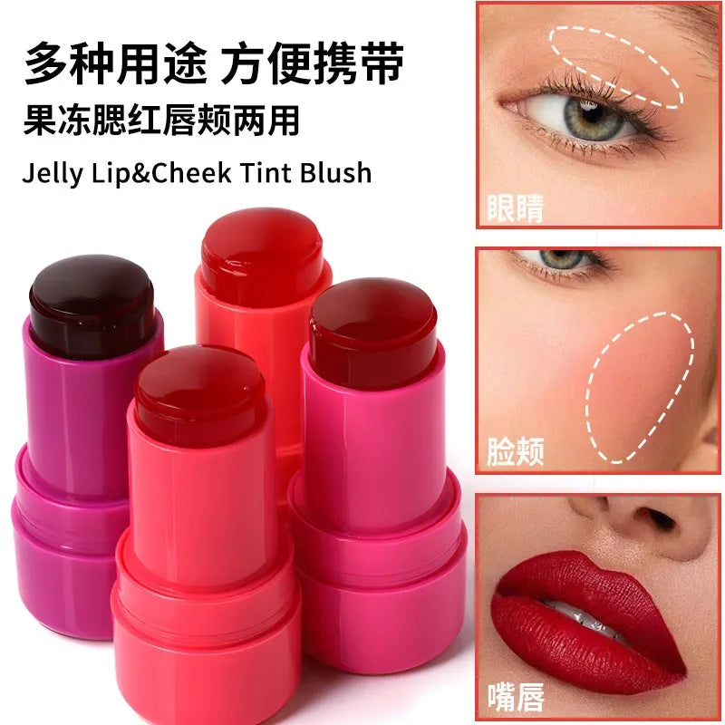 Multi-Use Jelly Tint Blush Stick for Lips Cheeks & Eyes - Water Moisturizing Cream Contour Makeup
