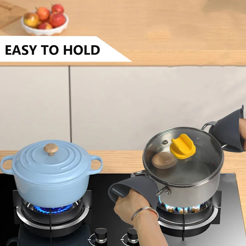 Silicone Oven Mitts Pot Holder Set - Heat-Resistant Kitchen Gloves, Small & Ambidextrous
