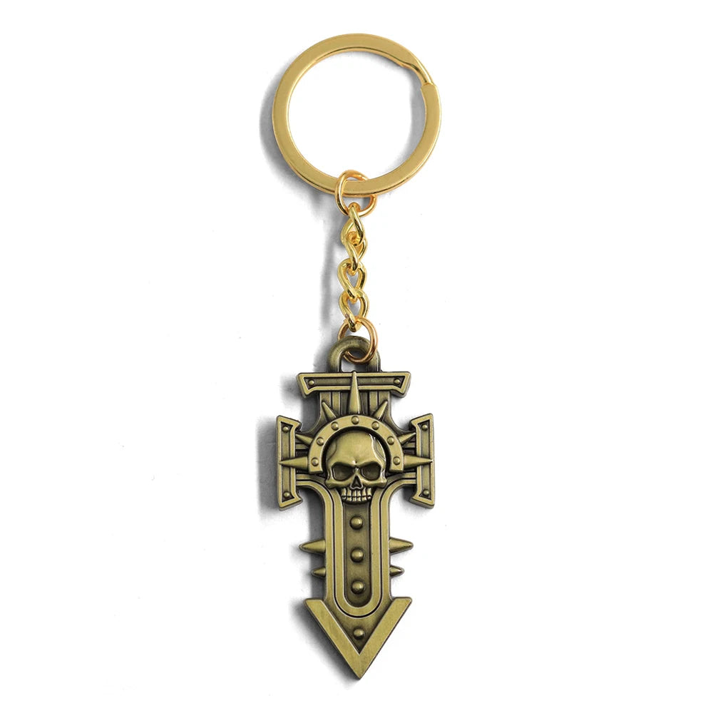 Warhammer 40K Skull Cross Keychain Unbreakable Expedition Pendant Gift