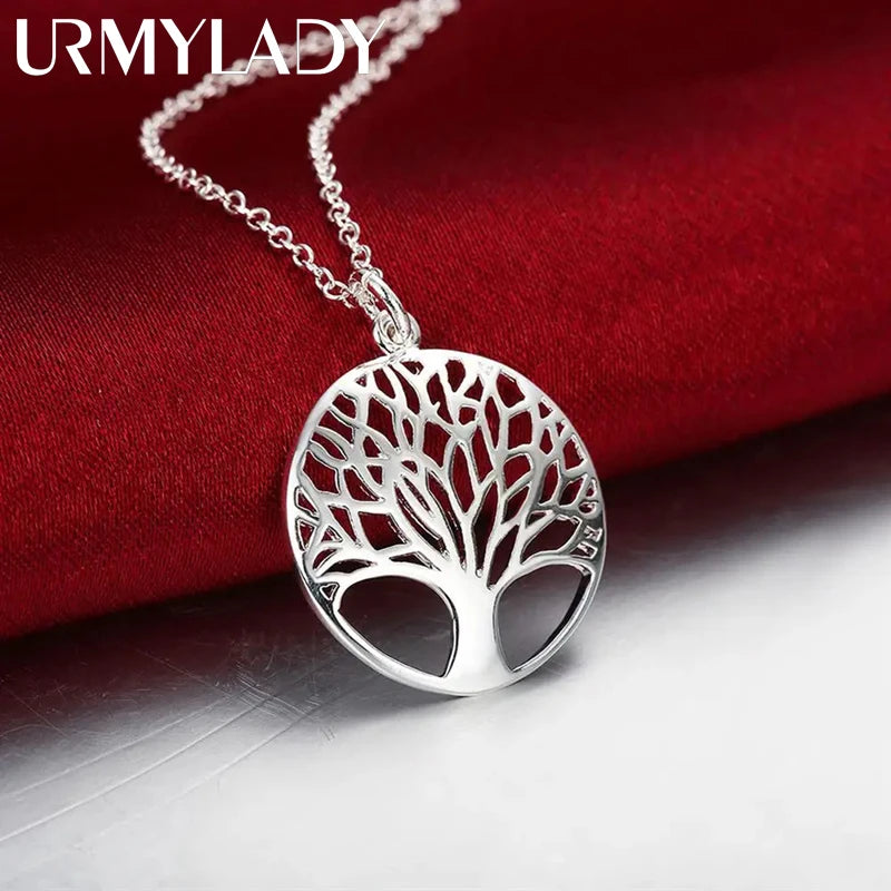 Sterling Silver Tree Charm Pendant Necklace for Women - Luxury Gift