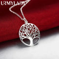 Sterling Silver Tree Charm Pendant Necklace for Women - Luxury Gift