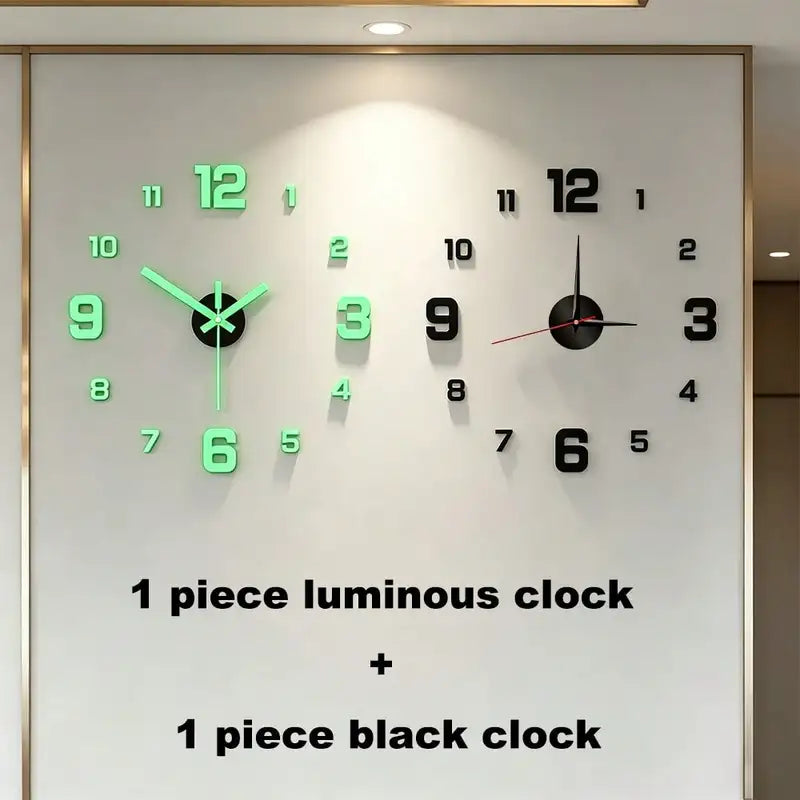 Glow-In-The-Dark DIY Wall Clock Mirror Surface Creative Wall Decor Silent Clock