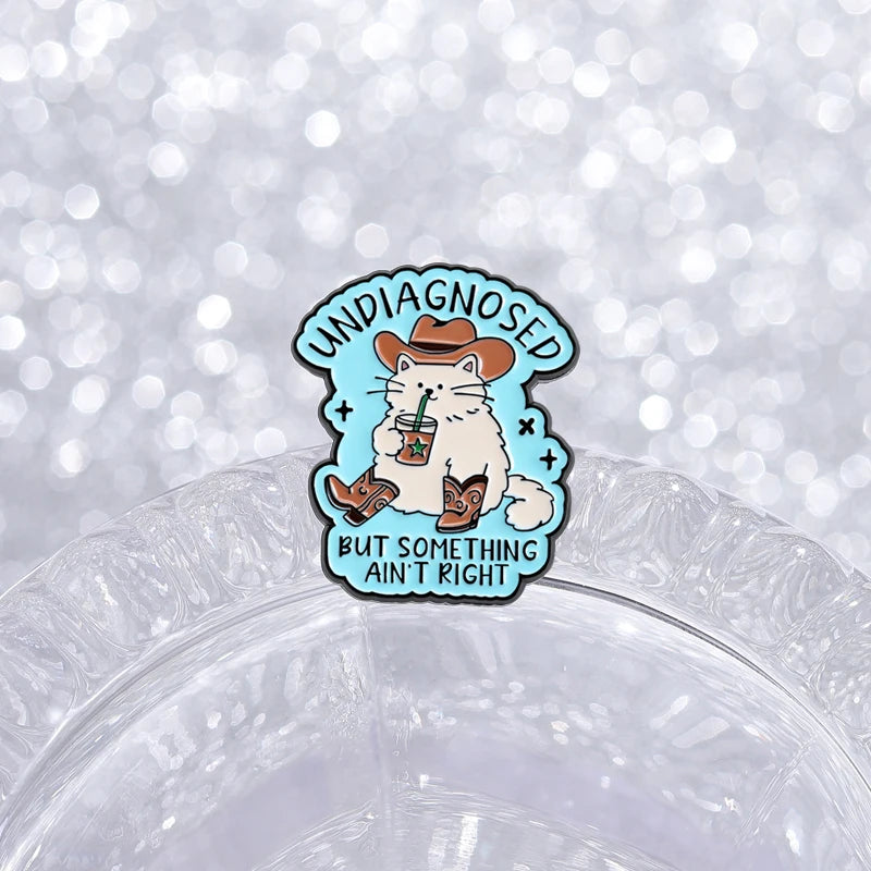 Cute Cowboy Cat Enamel Brooch Pin - Animal Lapel Badge Jewelry Gift