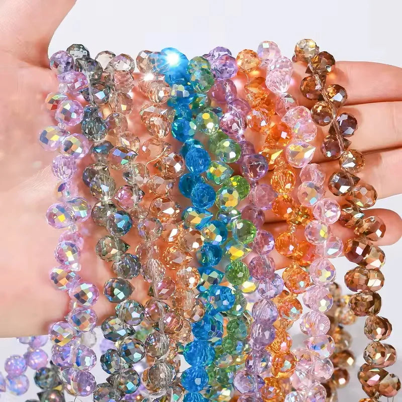 Colorful Czech Crystal Waterdrop Beads - Faceted DIY Jewelry Making Supplies