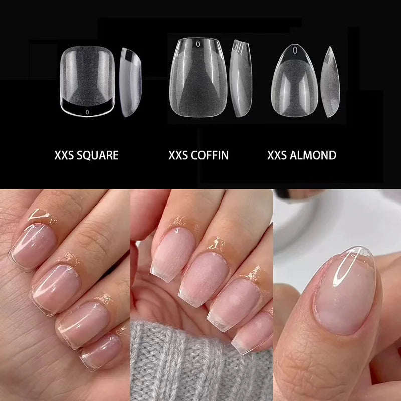 120pcs Fake Nail Tips - Short Almond Coffin Shape for Small & Average Nail Beds