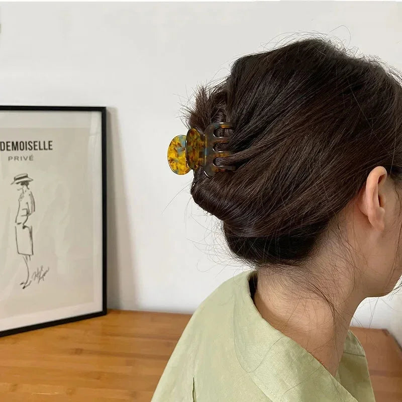 Retro Acetate Ponytail Clip Hair Accessory for Girls - Multi, Coffee, Brown