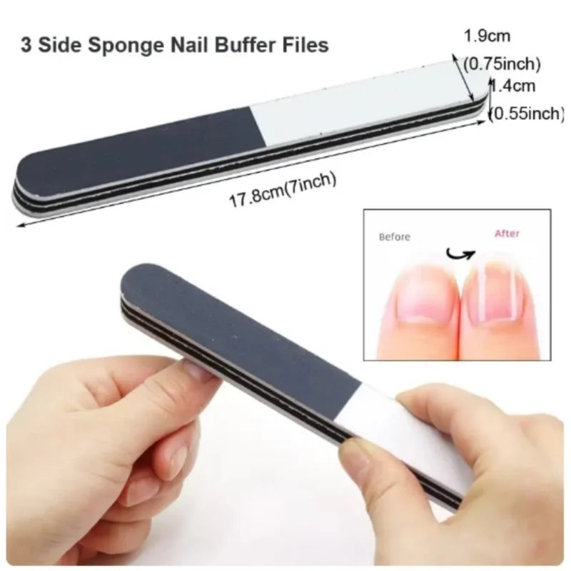Professional Nail Files Set 100/180 Grit Manicure & Pedicure Buffer Kit