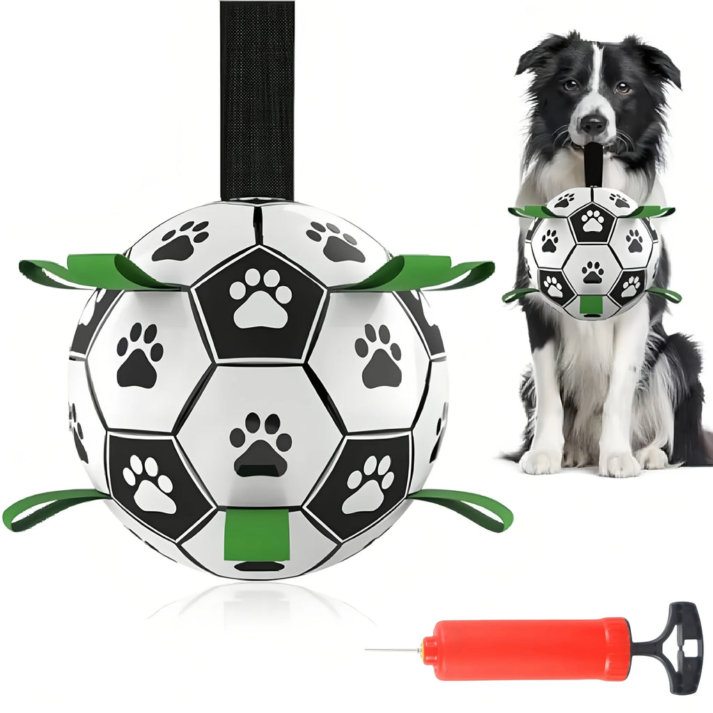 Durable Interactive Dog Soccer Toy with Grip Ring - Water-Resistant Play Ball