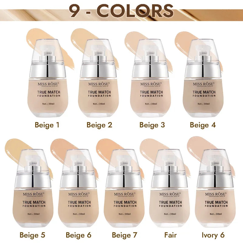 Liquid Foundation 30ml Sweatproof Natural Nude Makeup Base for Daily Face