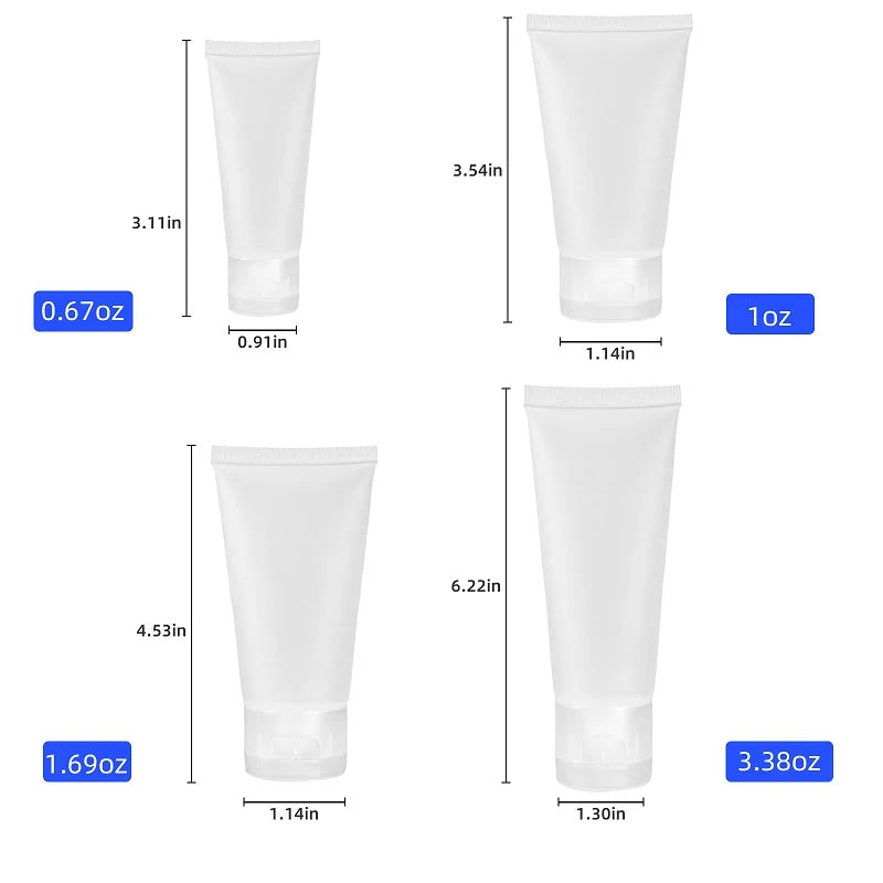 10Pcs Refillable Plastic Travel Squeeze Tubes with Flip & Screw Lids
