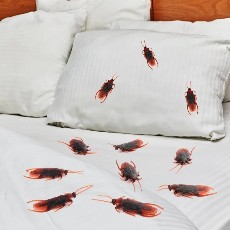 50PCS Halloween Plastic Cockroach Joke Props - Rubber Bug Gags for Pranks