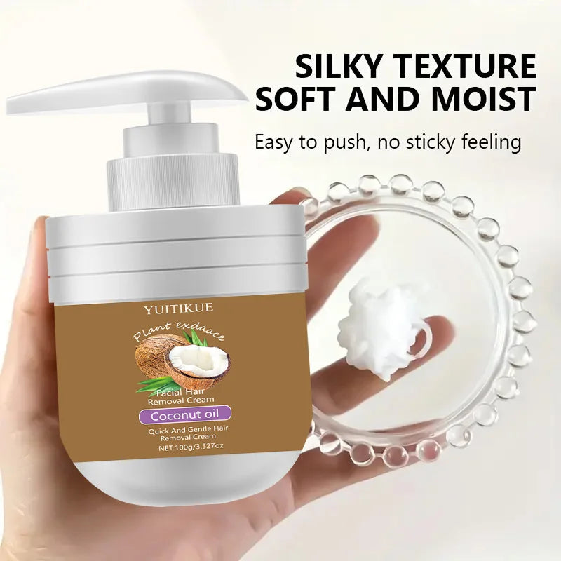 Facial Hair Removal Cream 100g - Gentle, Quick & Non-Sticky with Coconut Oil