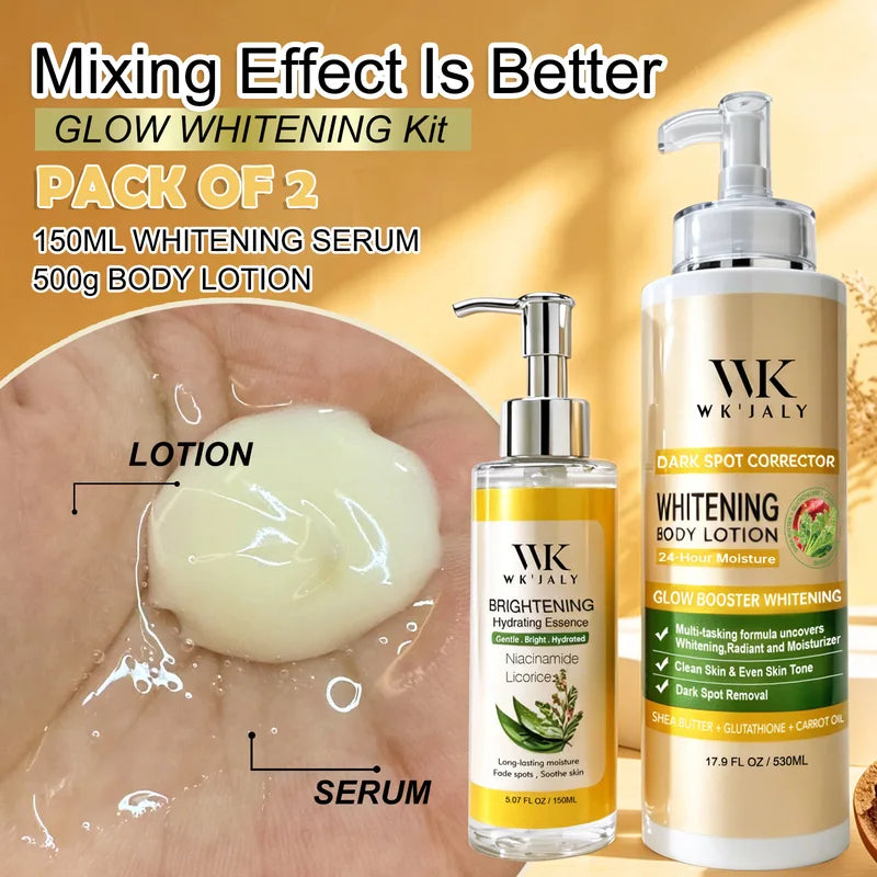 Whitening Skin Care Set with Carrot Oil & Licorice Brightening Serum - Hyperpigmentation Removal
