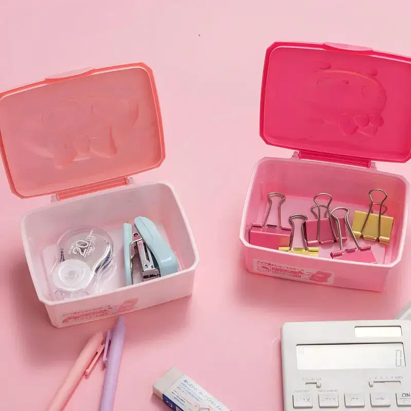 Cartoon Cotton Pad Organizer Storage Box for Cosmetics and Stationery